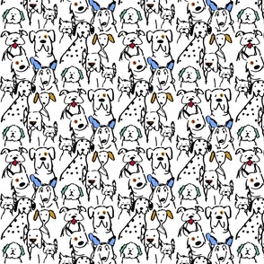 Color Pop Doodle Dogs,  4 inch x 8 inch repeat scale Black Outline