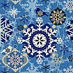 snowflakes in garden blue