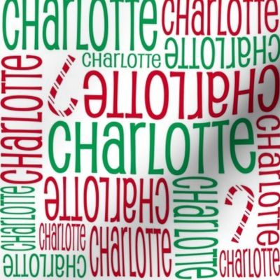 Personalised Name Fabric - Christmas Canes