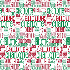 Personalised Name Fabric - Christmas Canes