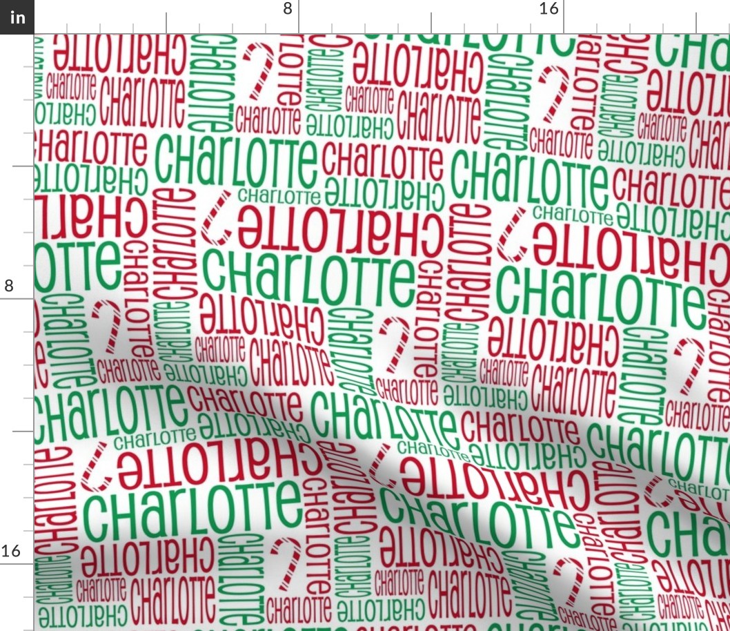 Personalised Name Fabric - Christmas Canes