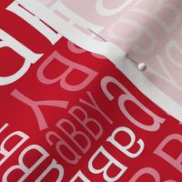 Personalised Name Fabric - Christmas Canes Red