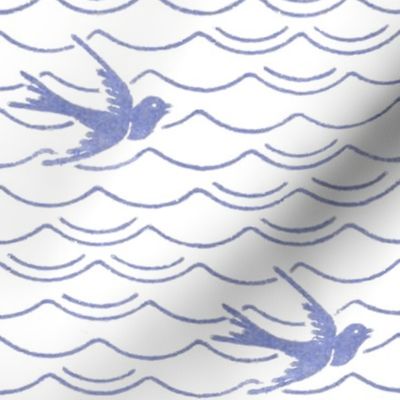 Birds Upon The Sea ~ Blue & White