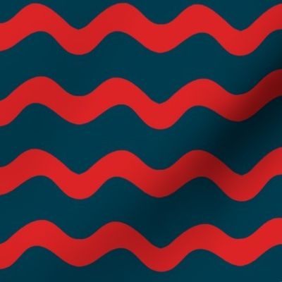 Stormy Sea Stripe (navy blue + red)