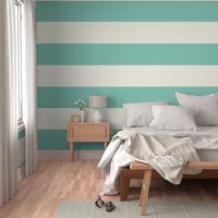 Aqua and Ivory XL Stripes