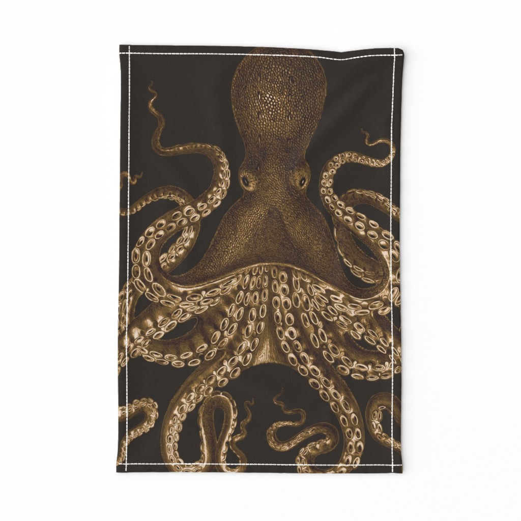 Octopus Oasis Sepia on Black