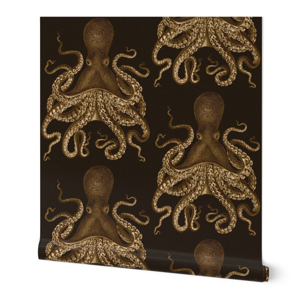 Octopus Oasis Sepia on Black
