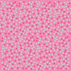 crepe flower dots in pink and aqua 