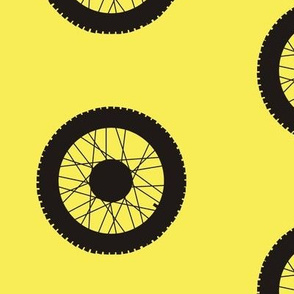 Motocross wheel on classic yellow