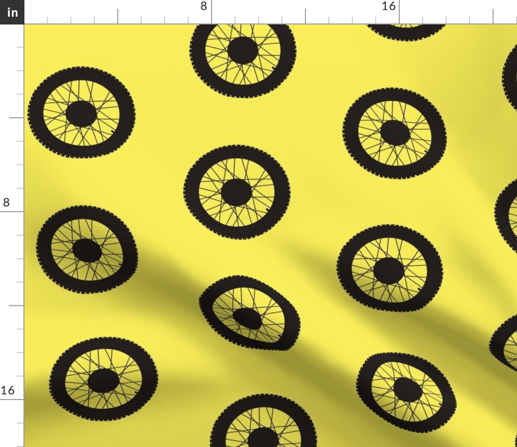 Motocross wheel on classic yellow