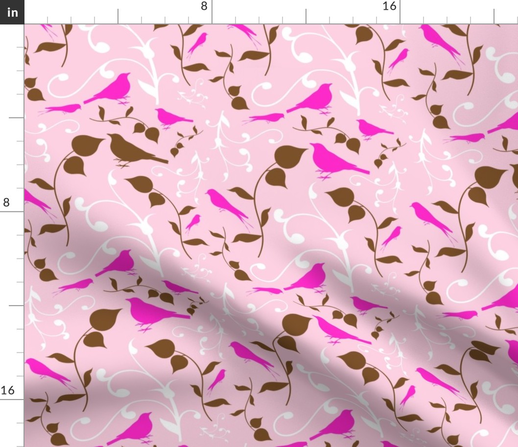 Swirly Bird Small Print Pink