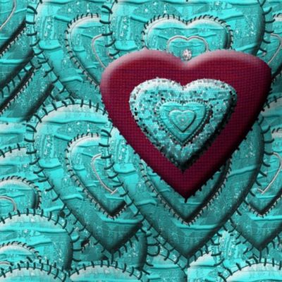 Hearts Stitched on Hearts