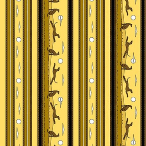 Frolicking Greyhounds, earth tone stripes