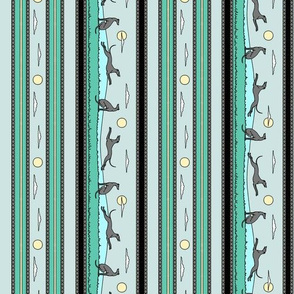 Frolicking Greyhounds, green grey stripes