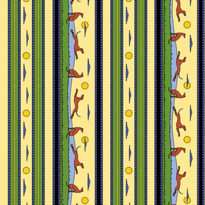 Frolicking Greyhounds, multicolor stripes