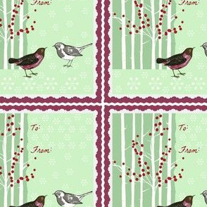 Winter Bird Gift Tag Decal