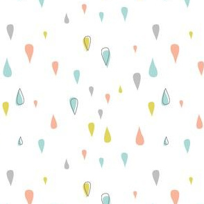 Dew Drops - Aqua Pink Yellow Gray