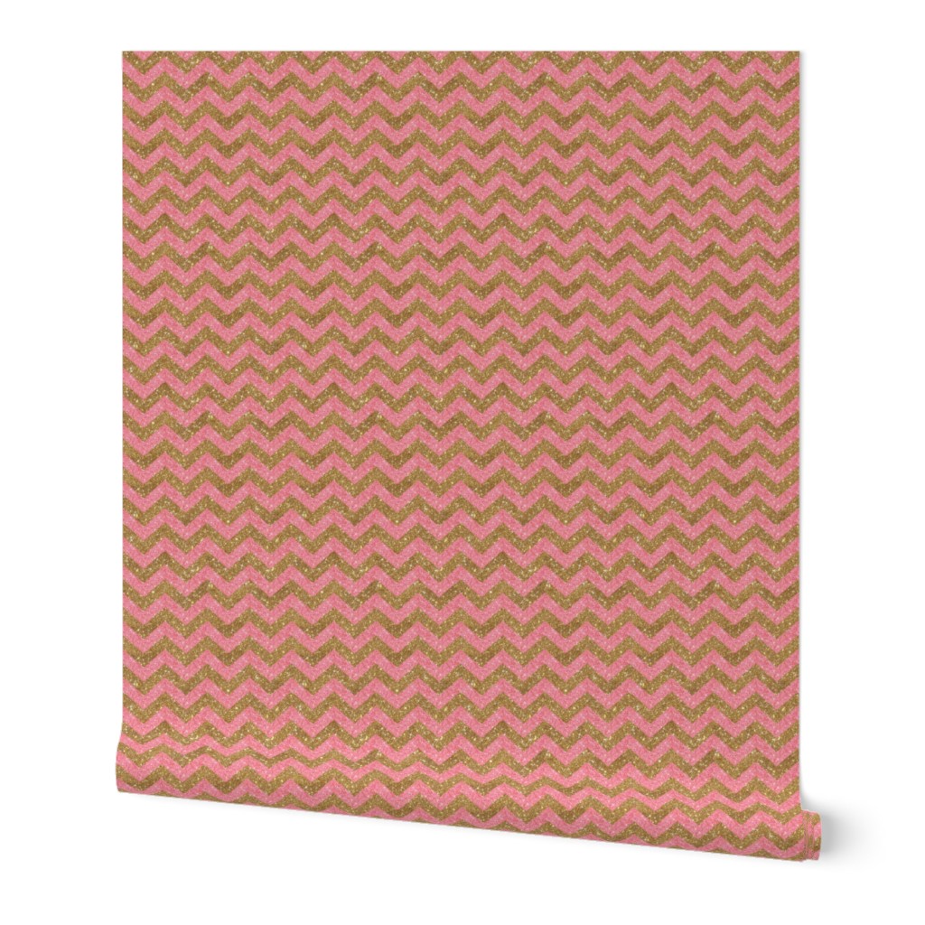 Glitter Chevron Pink and Gold