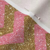 Glitter Chevron Pink and Gold