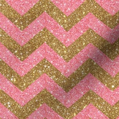 Glitter Chevron Pink and Gold