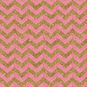 Glitter Chevron Pink and Gold