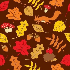 Fall Leaves, Squirrels and Hegdehogs