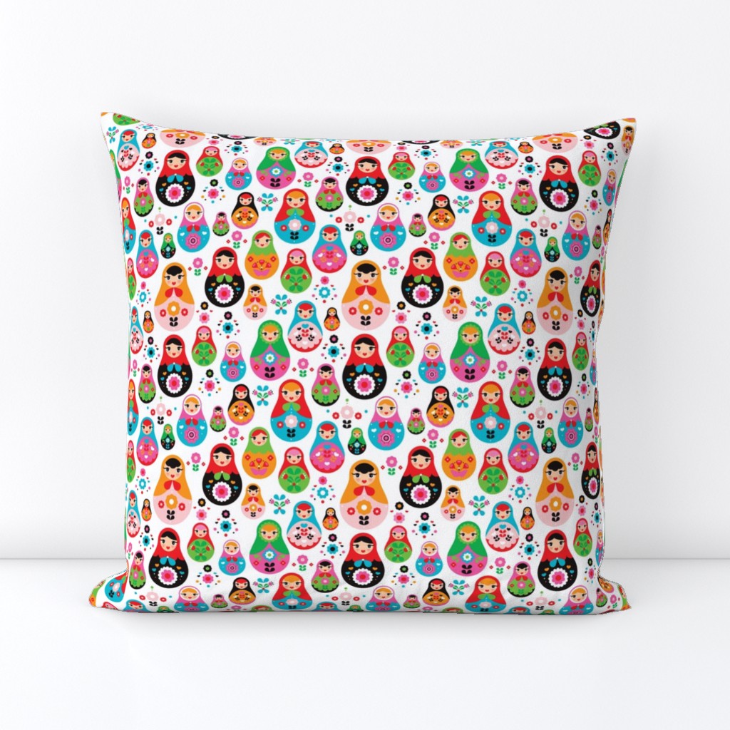 matryoshka russian doll kids colorful retro folk nesting doll pattern