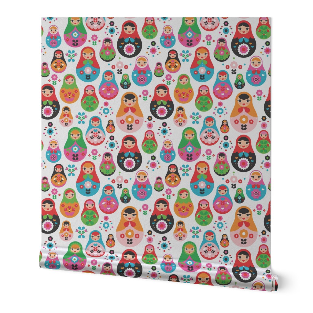 matryoshka russian doll kids colorful retro folk nesting doll pattern