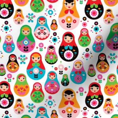 matryoshka russian doll kids colorful retro folk nesting doll pattern