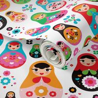 matryoshka russian doll kids colorful retro folk nesting doll pattern