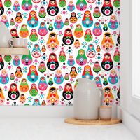 matryoshka russian doll kids colorful retro folk nesting doll pattern