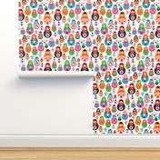 matryoshka russian doll kids colorful retro folk nesting doll pattern