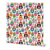 matryoshka russian doll kids colorful retro folk nesting doll pattern