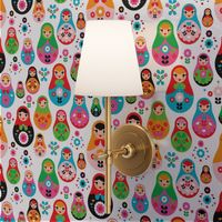 matryoshka russian doll kids colorful retro folk nesting doll pattern