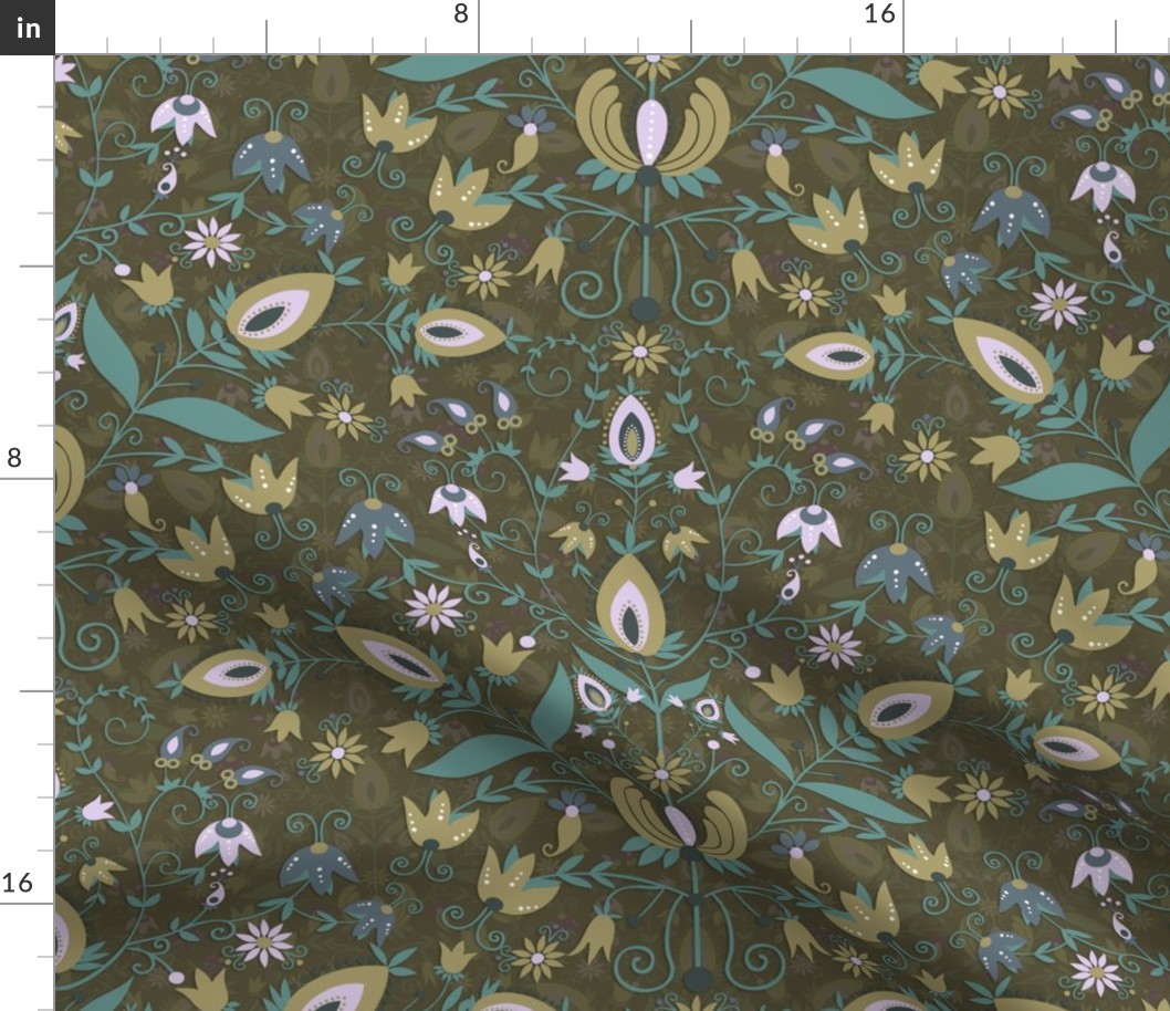 folk floral green 