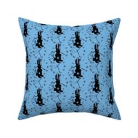 Rabbit Late (black on blue)