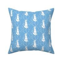 Rabbit Late (white on blue)