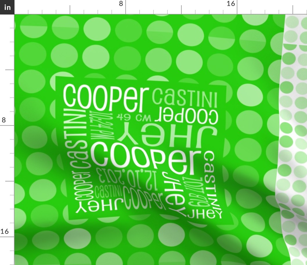 Personalised Birth Cushion Panel - Green Spots