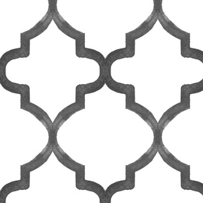 Gray Watercolor Quatrefoil