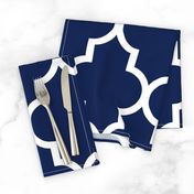 Classic Navy and White Quatrefoil