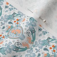 Fertility Damask, orange and teal, small