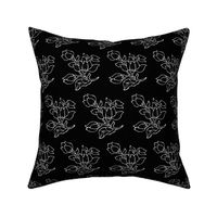 Vector batik flower - white on black - half-brick - zoom to see details