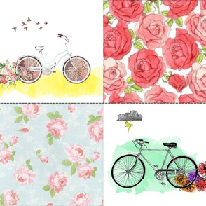 Floral Bicycle Accent Pillows