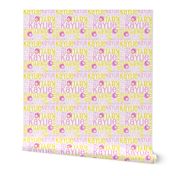 Personalised Name Fabric - Pink and Yellow Owls