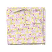 Personalised Name Fabric - Pink and Yellow Owls