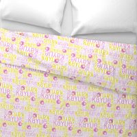 Personalised Name Fabric - Pink and Yellow Owls