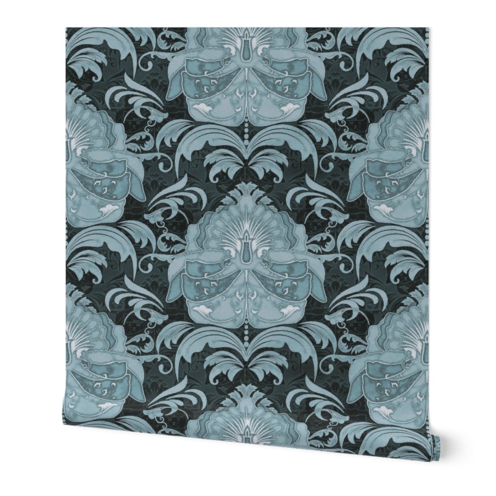 antique iris damask acqua