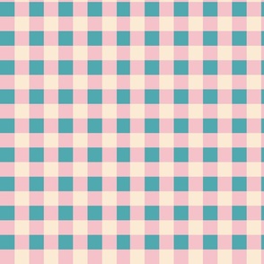 Picnic Gingham in Pink Teal