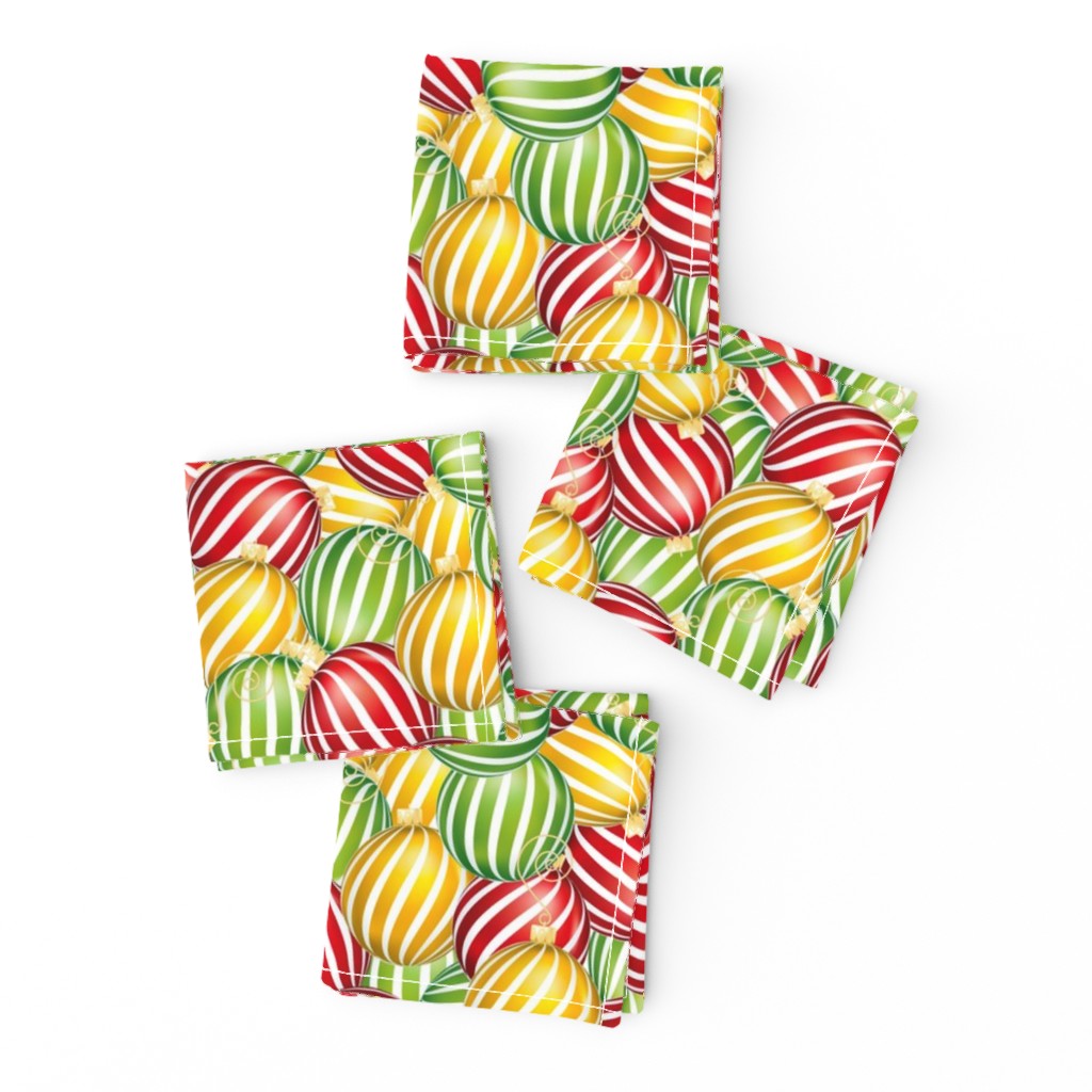 Striped Christmas Ornaments Jumble - Red 