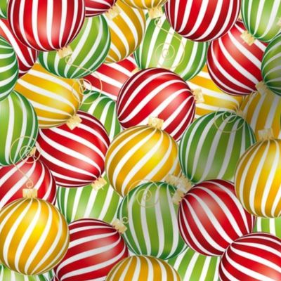 Striped Christmas Ornaments Jumble - Red 